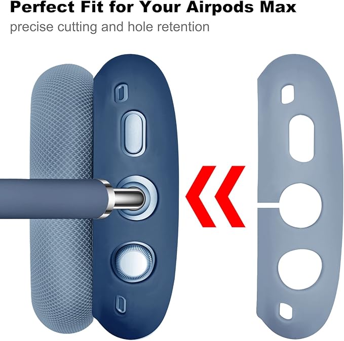 Case for Airpods Max Headphones, Ear Pad Case Cover/Ear Cups Co ver/Headband for AirPods Max (USB-C/Lightning)(2024/2020), Silicone for Apple Airpod Max, Accessories Cases(Dark Blue)