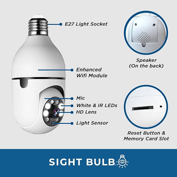 Security Camera, Two Way Talk 1080P HD Video WiFi Smart Camera, Indoor Outdoor Night Vision 360 Degree Motion Detection with SD Card