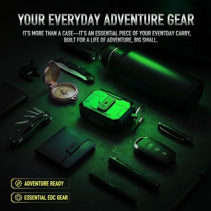 for AirPods Pro 3 Case, Secure Lock Magnetic Lid Cover with Keychain, Military Grade Shockproof Protective Case for Airpods Pro 3rd Generation, Wireless Charging & Front LED Visible, Green