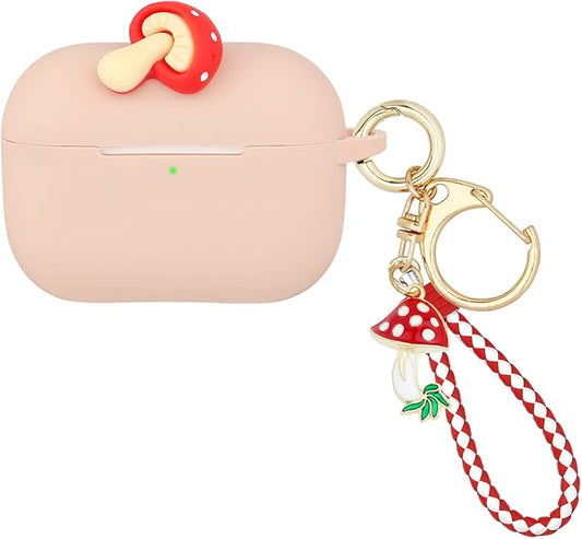 Wonhibo for Airpods Pro Case for Women Girls, Cute Kawaii Cover for Airpod Pro 2019 with Keychain (Mushroom)