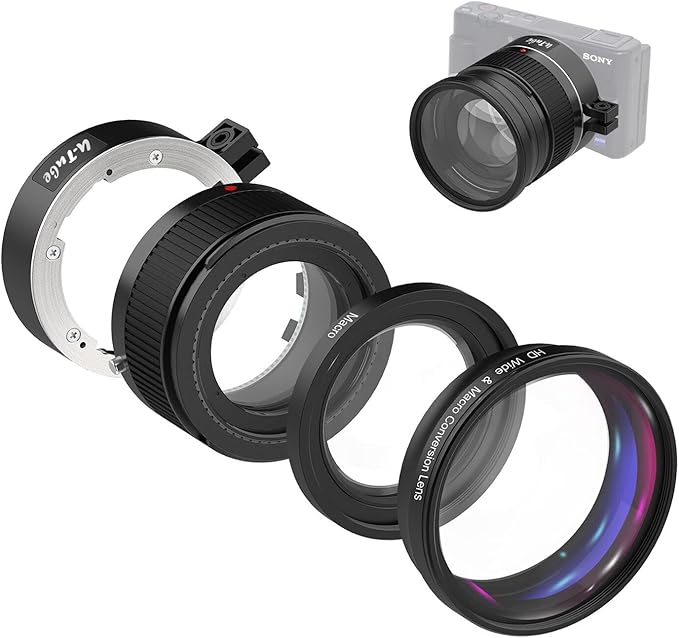 Iboolo&EooEye 2-in-1 Creative 18mm HD Wide Angle & 10x Macro Additional Lens Set for Sony ZV1/Sony ZV-1 Camera with Extension Tube,Bayonet Mount Lens Adapter,Drawstring Pocket