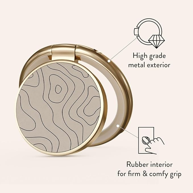 BURGA Cell Phone Ring, Holder Grip and Stand - Finger Phone Grip for Back of Smartphone Case, Kickstand 360 Rotation, Universal Ring for iPhone Samsung Galaxy Huawei Google Pixel, Stylish Accessories