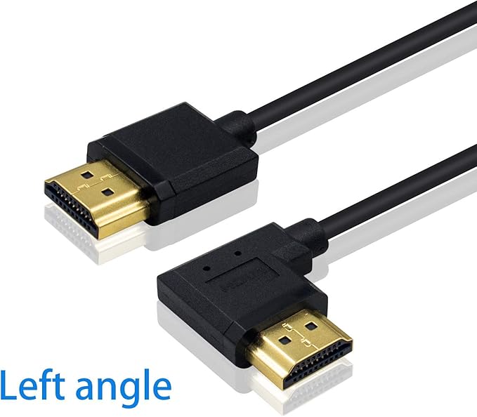 Duttek 4K Short HDMI Cable, Left Angle HDMI to HDMI Male to Male Cable 0.15M/6 Inch, Supports 1080P, Compatible with TV, Laptop, Gaming Console, PC Black and Gold Tone