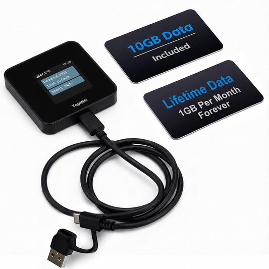 Topmifi Portable WiFi Hotspot for Travel, Cloud ESIM 4G LTE Global 170+ Countries, Battery-Free Car WiFi Router, Pay-As-You-Go No SIM Card No Contract for RV Camping Road Trip
