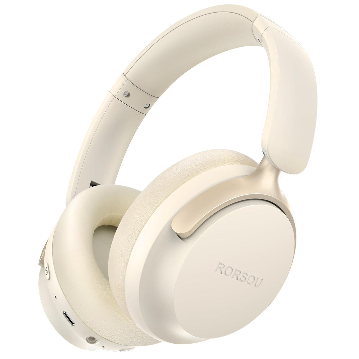 B8 Bluetooth Headphones Over Ear, 6 EQ Music Modes and 50H Playtime Deep Bass Wireless Headphones with Mic, Lightweight Folding HiFi Stereo Headset for iPad/Travel/Tablet/PC/Home Beige White