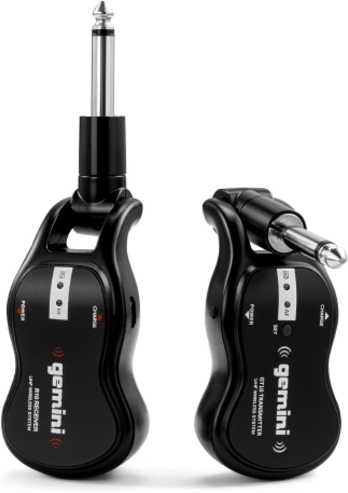 Gemini UHF Wireless Guitar System, Rechargeable, 50m Range (GMU-G100)