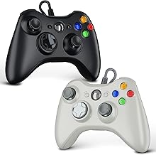 Zamia 2 Pack Wired Controller for Xbox 360, Compatible with xbox 360/PC Windows 10/8/7, with Upgraded Joystick, Double Vibration, 2.5mm headphone Jack - Image 1