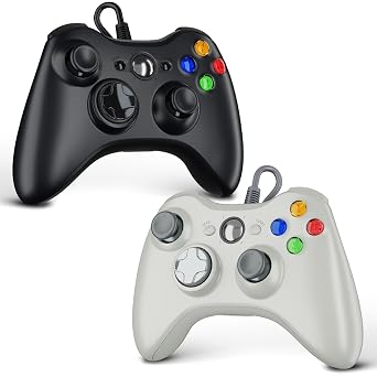 Zamia 2 Pack Wired Controller for Xbox 360, Compatible with xbox 360/PC Windows 10/8/7, with Upgraded Joystick, Double Vibration, 2.5mm headphone Jack