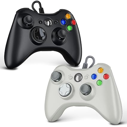 Zamia 2 Pack Wired Controller for Xbox 360, Compatible with xbox 360/PC Windows 10/8/7, with Upgraded Joystick, Double Vibration, 2.5mm headphone Jack