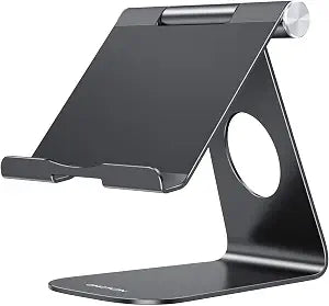 OMOTON T1 Adjustable Tablet Stand for Desk, Aluminum Holder for iPad Black