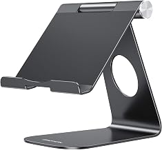 OMOTON T1 Adjustable Tablet Stand for Desk, Aluminum Holder for iPad Black