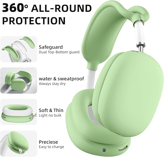Lerobo Case for AirPods Max, Anti-Scratch Ear Pad & Headband Protector, Soft Silicone Skin for Apple AirPods Max 2024/2020(Mint Green)