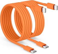 2pack 6ft USB C to C Cable, 60W Type C to Type C Fast Charging Cord for iPhone 17 16 15 Pro, Pro Max, Plus, iPad Pro, MacBook Air 13 inch, iPad Pro, Air, for Samsung Galaxy S25 and More, Orange - Image 1