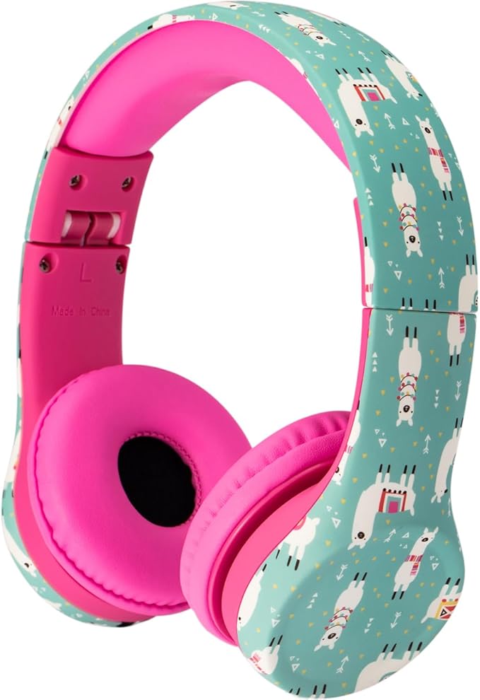 Snug Play+ Kids Headphones – Volume Limited 93dB for Safe Listening – Foldable, Durable Headphones for Toddlers, Boys & Girls – Tangle-Free Cord – Ideal for Travel, School, Tablets - Llamas