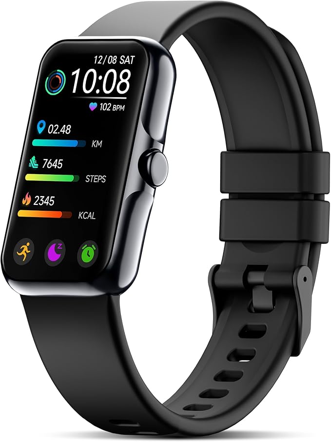 Health Fitness Tracker, Smart Watch with 24/7 Heart Rate and Blood Oxy-gen Monitor, Sleep Tracker with IP68 Waterproof, Activity Tracker Pedometer Step Counter for Women Men (Black)