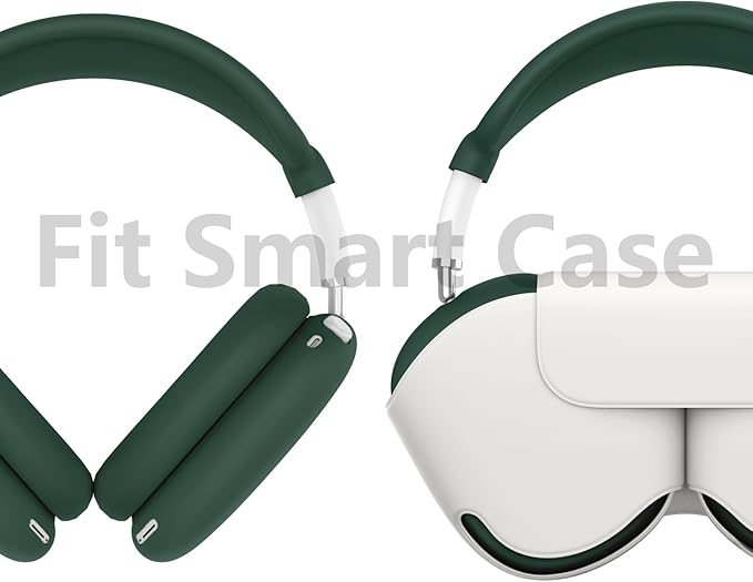 Silicone Case Cover for AirPods Max, Ear Pad Case Cover/Ear Cups Cover/Headband Cover for AirPods Max Headphones,Accessories Soft Silicone Protector for Apple AirPods Max New USB-C (2024) (Dark Green)