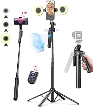 Yeaki 71” Auto Face Tracking Tripod for iPhone with Light,360° Rotating Phone Stand with Rechargeable Remote Control for TikTok Vlog Video Recording, Phone Tripod for Android Camera/GoPro/Ring Light - Image 1