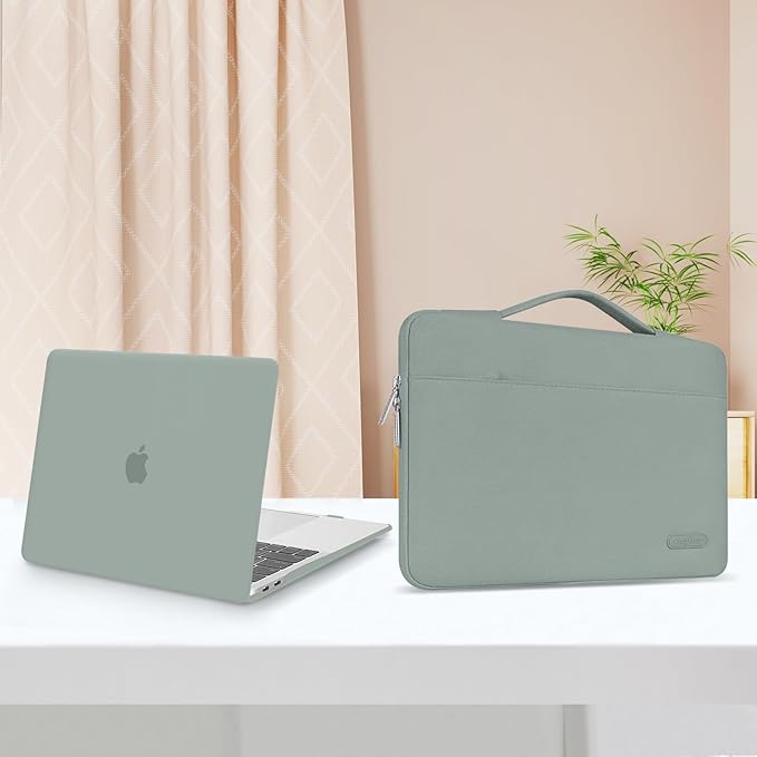 MOSISO Compatible with MacBook Air 13 inch Case M5 2026 M4 2025 M3 M2 2024-2022 A3449 A3240 A3113 A2681,Hard Shell&Sleeve Bag&Keyboard Skin&Webcam Cover&ScreenFilm for MacBook Air 13.6, Antique Green