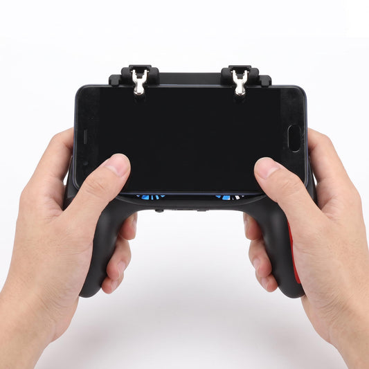 Mobile Game Controller Ergonomic Handle Dual Cooling Fans Mobile Phone Game Controller Gamepad Fast Heat Dissipation No Noise Suitable for 4.7-6.5inch phones(5000mah)