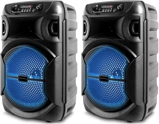 Technical Pro 8 Inch Portable 800 watts Bluetooth Speaker with Woofer & Tweeter, Festival PA LED Speaker with Bluetooth/USB Card, True Wireless Stereo (2 Speakers)