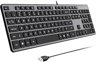 USB Wired Keyboard for Window,Comfortable Quiet Chocolate Keys, Durable Ultra-Slim Wired Computer Keyboard(QWERTY) for PC, Windows 11/10/8/7/XP/Vista KB1430 - Image 1
