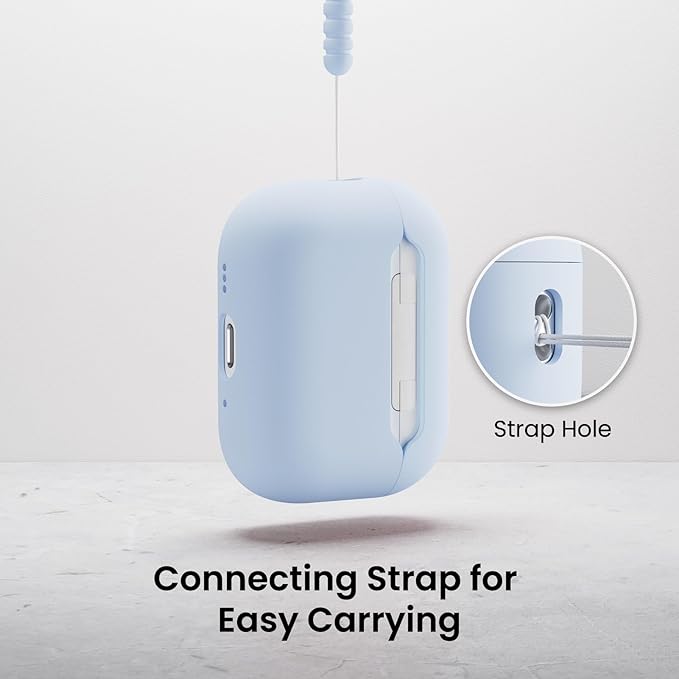 ORNARTO Compatible with AirPods Pro 3 Case 2025, Full Protective Hybrid Silicone for AirPods Pro 3rd Generation Case, Front LED Visible Skin Cover-Baby Blue