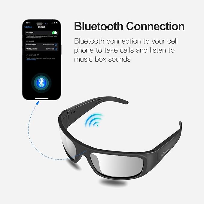 OhO sunshine Smart Glasses, Polarized Sunglasses with Bluetooth Speaker, Athletic/Outdoor UV Protection and Voice Control