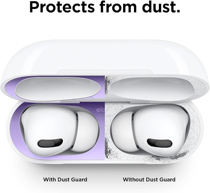 elago Dust Guard Compatible with AirPods Pro (1&2) - Anti-Dust Film, Protects from Iron/Metal Dust (1 Set, Purple) [US Patent Registered]