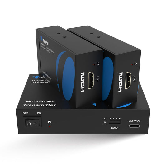 OREI 1×2 HDMI Extender Splitter Over Ethernet 4K60H 230ft Loop-Out POC EDID