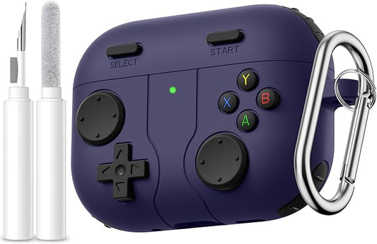 Game Case for AirPods Pro 3 Case, Shockproof Silicone Cover for Apple AirPods Pro 3, Skin-Friendly, Anti-Fingerprint, with Cleaner Kit & Keychain – Durable Case for Men Boy – Dark Purple