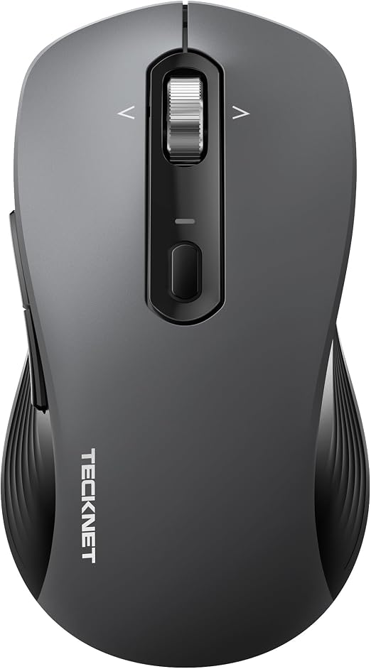 TECKNET 3-Device Wireless Bluetooth Mouse with 4-Way Scroll Wheel Grey