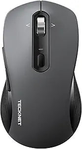 TECKNET 3-Device Wireless Bluetooth Mouse with 4-Way Scroll Wheel Grey