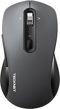 TECKNET 3-Device Wireless Bluetooth Mouse with 4-Way Scroll Wheel Grey