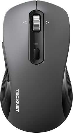 TECKNET 3-Device Wireless Bluetooth Mouse with 4-Way Scroll Wheel Grey