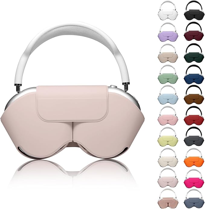 for Apple Airpods Max Case,Headphones Protective Case for AirPod Max Supports Sleep Mode, Anti-Scratch and Anti-Dust,Airpod Pro Max by PU Leather,Pale Pink