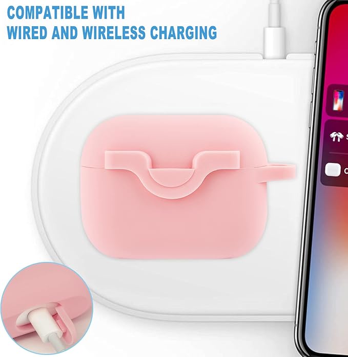 Case for Airpods Pro 2 Case with Cute Bling Keychain, Silicone Protective Case Cover for Airpods Pro 2nd Generation Case Earbuds Cases Women Girls (2022) Pink