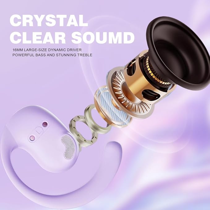 Wireless Earbuds Open Ear Buds Ows Bluetooth Headphones Outside Ear Wireless Hang-ing Headset IPX5 Waterproof Headset with Mic Bone Air Conduction Earbuds for Sports/Workout/Running