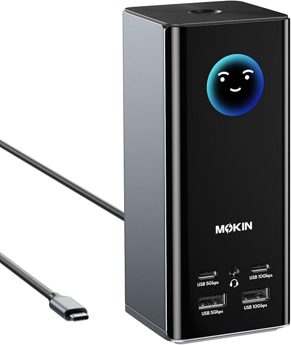 MOKiN USB C Docking Station 3 Monitors, 17-in-1 Triple Display Docking Station with 3 HDMI & 2 DP, 10G USB A/C, Gigabit Ethernet, 100W PD, Smart Display, SD/microSD, for Mac/Dell/Hp(Driver Required)