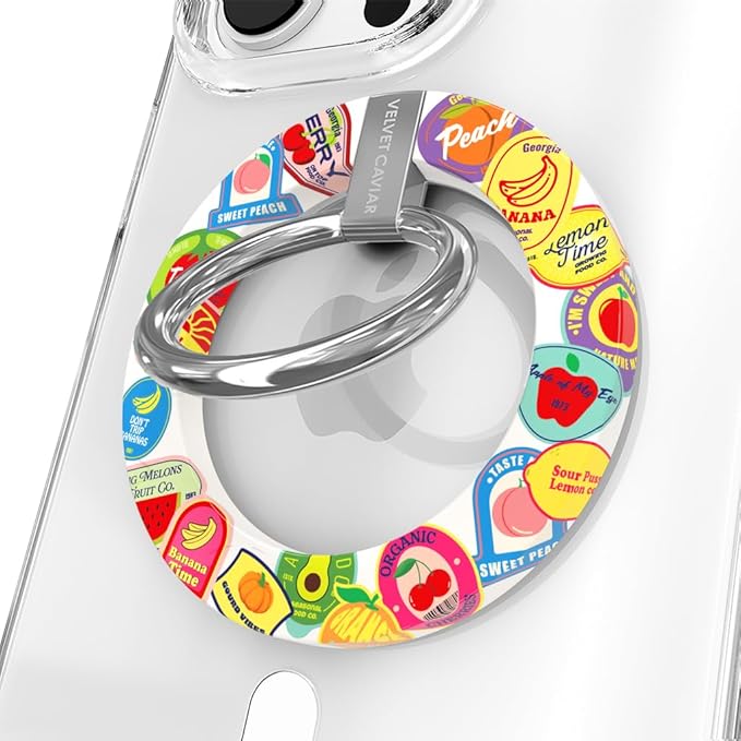 VELVET CAVIAR Compatible with MagSafe Phone Grip - Magnetic Ring Holder with Adjustable Stand - Removable MagSafe Accessories for iPhone 16, 15, 14, 13, 12 (Juicy Fruits)