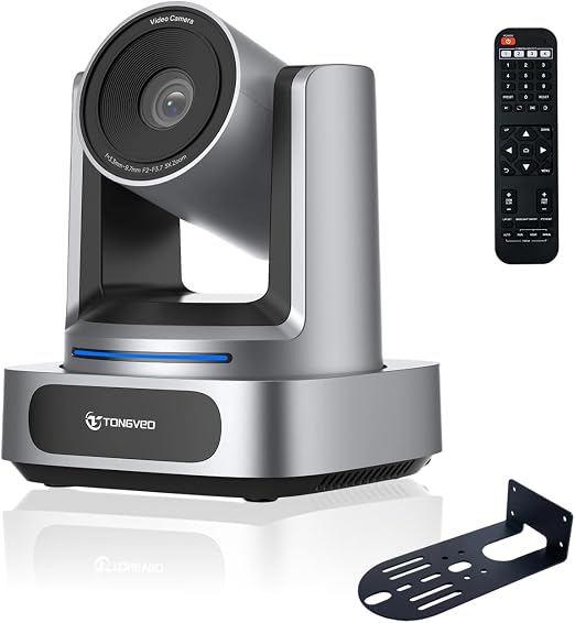 4K PTZ Camera AI Auto Tracking 3X Optical Zoom 92° Wide View Angle,USB 3.0 and HDMI Conference room Camera 4K Work with Zoom OBS Teams YouTube,Facebook for for Church, Worship, Education, Conferences