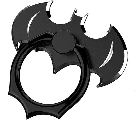 Bat Phone Ring Stand Holder - OATSBASF Cell Phone Ring Holder Finger Grip 360 Degree Rotation Compatible with iPhone 17/16/15/14/13 Pro Max and Other Smartphones（Black+Silver）