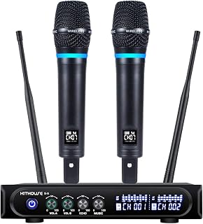 S9 UHF Rechargeable Wireless Microphone System Karaoke Microphone Wireless Mic Cordless Dual with Bluetooth Receiver Box + Volume Control ECHO for Karaoke Singing Speech Meeting Church, 200FT - Image 1