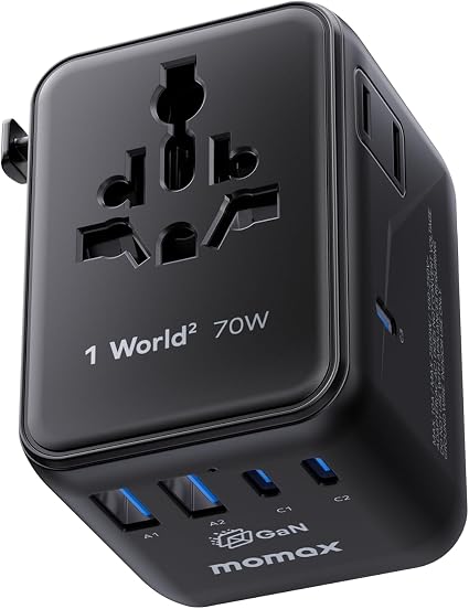 MOMAX 70W Universal Travel Adapter 7-in-1 GaN International Power Adapter