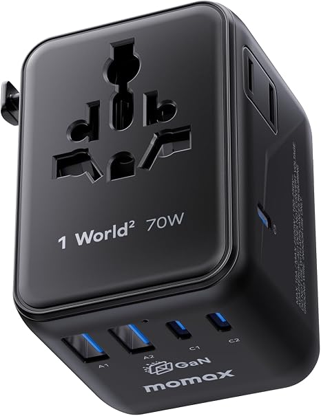 MOMAX 70W Universal Travel Adapter 7-in-1 GaN International Power Adapter