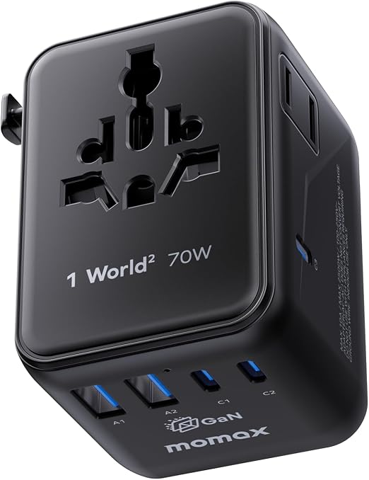 MOMAX 70W Universal Travel Adapter 7-in-1 GaN International Power Adapter
