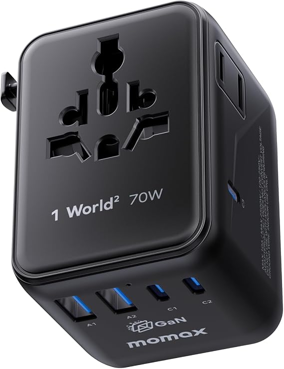 MOMAX 70W Universal Travel Adapter 7-in-1 GaN International Power Adapter