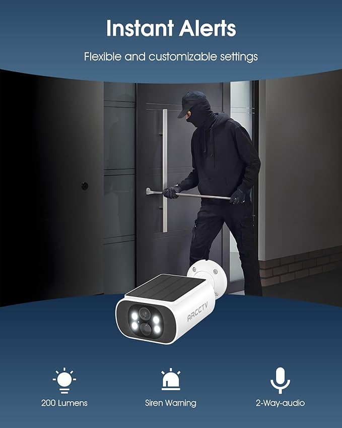 Solar Security Camera Outdoor Wireless, 4MP Battery Powered Home Surveillance Camera with Embedded Solar Panel, PIR Motion Sensor, 2.4G/5G Dual Band WiFi (2 Pack)