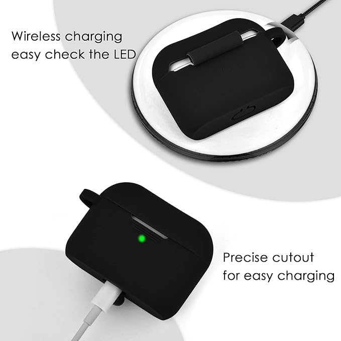 Filoto Silicone Case for Airpods 3 (2021) with Bracelet Keychain, Cute Protective Case for Apple Air Pod 3 Wireless Charging, Black