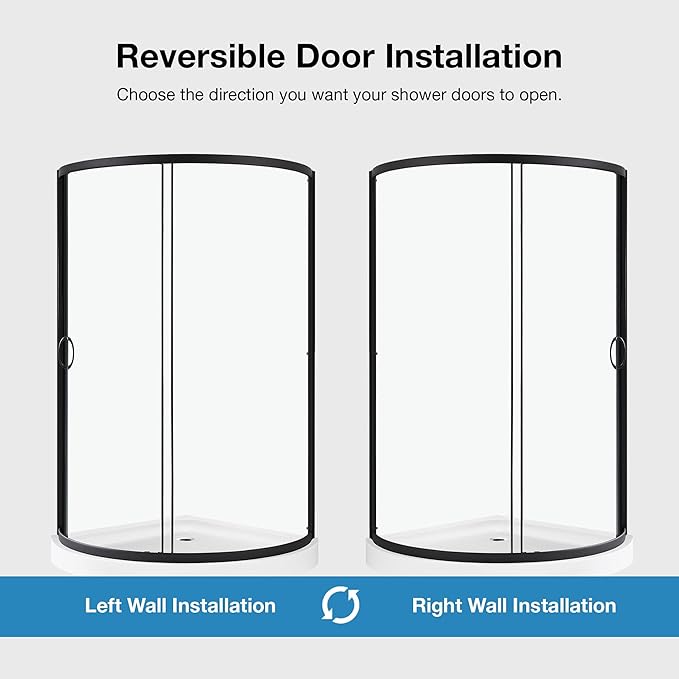 OVE Decors Breeze 36 in. Corner Shower Clear Sliding Door with Base in Black Finish