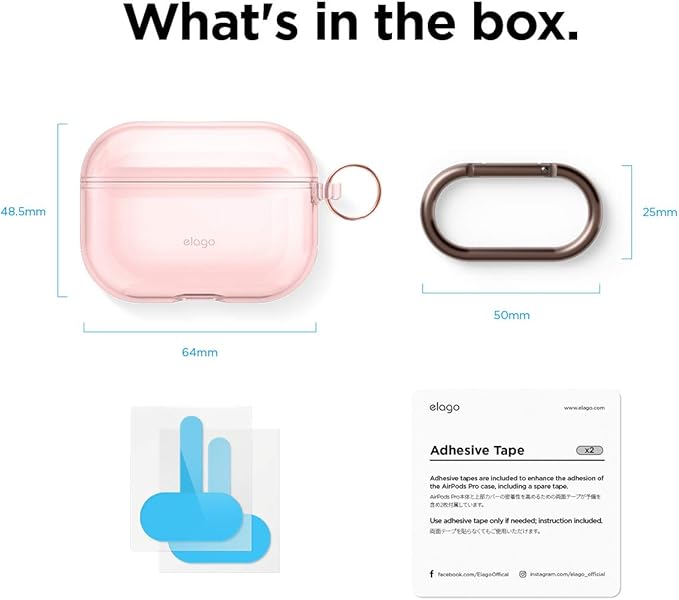 elago Compatible with AirPods Pro Case Clear - High Rating, TPU Transparent Shockproof, Protective Case Cover with Keychain, Gel Tape Included, Wireless Charging [Lovely Pink]